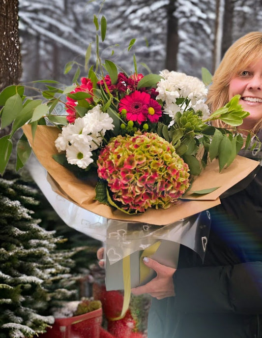 large box of fresh flowers